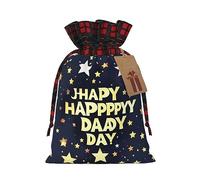 Stars And Happy Fathers Day 1 bolsa de Navidad con cordón de 8.3 x 11.8 pulgadas, bolsa robusta para regalos y artículos esenciales de uso diario