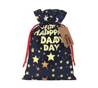Stars And Happy Fathers Day 1 bolsa de Navidad con cordón de 8.3 x 11.8 pulgadas, bolsa robusta para regalos y artículos esenciales de uso diario