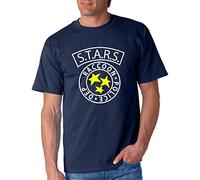 Stars Raccoon Resident Police Department Evil - Camiseta Fruit of The Loom Manga Corta (Azul Marino, L)