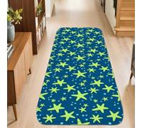 Stars Runner - Alfombra moderna con forma de lunares lúdicos, color azul verano, antideslizante, suave, rectangular, resistente a las manchas, para cocina, baño, entrada, decoración de mesita de noche