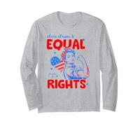 Stars Stripes and Equal Rights 4th of July Women's Rights Manga Larga