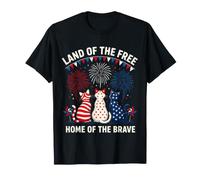 Stars Stripes Cats Red Blue White 3 Cute Cats 4th of July Camiseta