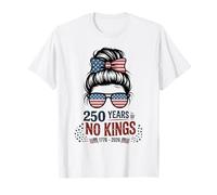 Stars Stripes Girl 250 Years NO Kings Bandera de Colores Cheer Camiseta