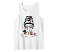 Stars Stripes Girl 250 Years NO Kings Bandera de Colores Cheer Camiseta sin Mangas