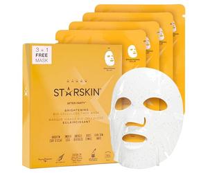 STARSKIN After Party, Mascarilla Facial de Bio-Celulosa con Vitamina C y Niacinamida, 4x40g, Mascarilla Coreana Iluminadora para Todo Tipo de Piel