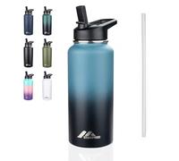 StarSpeed Botella de agua aislada de 32 onzas, termo de agua de acero inoxidable de doble pared, jarra de agua de vacío de 32 onzas, taza térmica deportiva de boca ancha con tapas de boquilla de