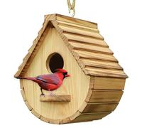 STARSWR - Casita de Exterior para pájaros, casita Colgante de Madera Natural para jardín, Adecuada para pájaros Azules, pinzones y cardenales