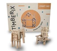 Start 140 - Juego de juguetes de madera a partir de 3 años, 140 bloques de construcción para infinitas posibilidades, bloques de sujeción Montessori compatibles con KAPLA - promueve la motricidad fina