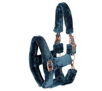 Start Cabestro de peluche con piel sintética de peluche, acolchado suave y ajustable, cómodo cabestro de nailon para caballos, resistente, duradero y fácil de limpiar (gris, pony)