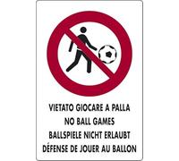 Start - Cartel de prohibido jugar a la pelota en lugares públicos de 30 x 20 cm, señal de prohibido jugar a la pelota y lugares públicos, 30 x 20 cm