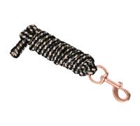 Start - Cuerda para caballo de 2 m de nailon - Cuerda de amarre para caballos con gancho de pánico o mosquetón - Tejido resistente para entrenamiento, guía y trabajo en el suelo (negro/gris/dorado