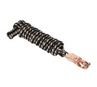 Start - Cuerda para caballo de 2 m de nailon - Cuerda de amarre para caballos con gancho de pánico o mosquetón - Tejido resistente para entrenamiento, guía y trabajo en el suelo (negro/gris/dorado