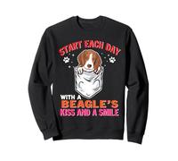 Start Each Day with A Beagle Dog Kiss Smile Funny Puppy Sudadera