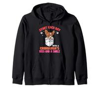 Start Each Day with A Chihuahua Dog Kiss Smile Funny Puppy Sudadera con Capucha