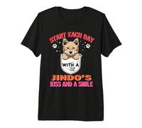 Start Each Day with A Jindo Dog Kiss Smile Puppy Camiseta Premium