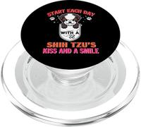 Start Each Day with A Shih Tzu Dog Kiss Smile Funny Puppy PopSockets PopGrip para MagSafe