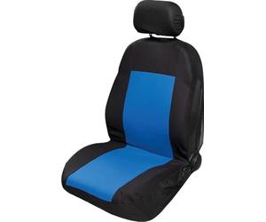 Start Funda de Asiento Delantero de Coche Individual, elástico, Negro y Azul, Protector de Asiento de poliéster Universal