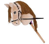 Start Hobby Horse - Caballo de peluche con palo de madera - Caballo realista con melena larga para peinar - Caballo de juguete suave para niños (A3), color beige