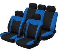 Start Juego Completo de Fundas de Asiento y reposacabezas Uranus, Negro y Azul, para Todos los Coches, incluidos los Asientos con reposabrazos
