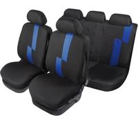 Start Juego de Fundas de Asiento de Coche Universal Flash para airbag, reposacabezas, poliéster, protección cómoda, Negro y Azul