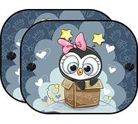 Start Par de Cortinas Laterales con autoventosa, ahorran Espacio, pingüinos, protección Universal para niños, oscurecen 44 x 36 cm