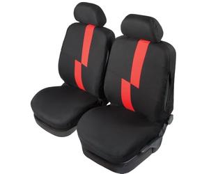 Start Par de Fundas para Asientos Delanteros de Coche, Color Rojo, Universal, elástico y cómodo, Protector de Cabeza Negro