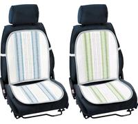 START - Respaldo de Coche Verano | Capa Doble para Mejor Flujo de Aire | Compatible con Todos los Coches | Sin Reposacabezas | Papel Beige con Rayas Azules y Azzurro