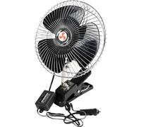 Start Ventilador Libeccio con rejilla cromada, 12 V y 16 W, 2 funciones, potente y silencioso, 20 cm, negro