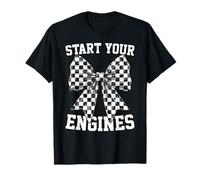Start Your Engines Amantes de los Coches de Carreras de Arco a Cuadros Vintage Camiseta