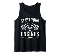 Start Your Engines - Bandera a Cuadros Vintage para Coche de Carreras Camiseta sin Mangas