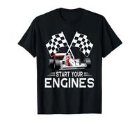 Start Your Engines - Coche de Carreras con Bandera a Cuadros Vintage Camiseta