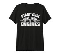 Start Your Engines Vintage Check Flag Race Car Costume Camiseta Premium