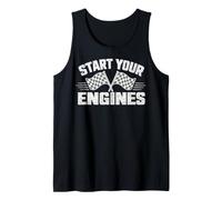 Start Your Engines Vintage Check Flag Race Car Costume Camiseta sin Mangas