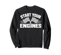 Start Your Engines Vintage Check Flag Race Car Costume Sudadera