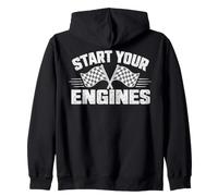 Start Your Engines Vintage Check Flag Race Car Costume Sudadera con Capucha