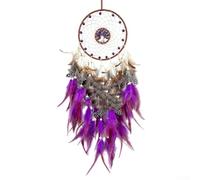 Startbuymore Artesanía tradicional para atrapasueños con plumas para piedras de cristal y aro tejido para integración decorativa (morado)