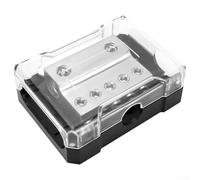 Startbuymore Bloque de distribución de energía de audio para coche de 4 canales con divisor de entrada y salida de calibre 0/4 para sistemas de audio de vehículos (5 a 2 vías)