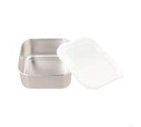 Startbuymore Caja de aperitivos moderna de acero inoxidable con tapa de silicona funcional para cocinas contemporáneas que buscan herramientas de almacenamiento prácticas y reutilizables (400 ml)