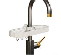 Startbuymore Estante de grifo de fregadero montable para almacenar esponjas, cepillos de fregar, jabón de platos y paños de cocina con base ventilada para evitar la retención de humedad (blanco)