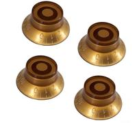 Startbuymore Juego de 4 pomos de control de guitarra eléctrica, estilo sombrero superior con control de velocidad y volumen de mano de tono para ejes de olla de 6 mm (marrón)