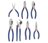 Startbuymore Juego de alicates profesionales de 7 piezas con punta larga, punta de aguja, linesman, alicates diagonales, herramientas de mano de metal con agarre cómodo para reparación de automóviles