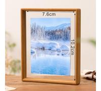 Startbuymore Marco de arte, marco de fotos de madera de doble cara con panel acrílico para mostrar arte y caligrafía, fácil cambio de fotos, decoración de mesa de acabado natural para oficina en casa