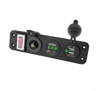 Startbuymore Panel de enchufe USB para automóvil, enchufe de cargador USB dual marino, 12V Dual USB Socket de carga con voltímetro digital para monitoreo de estado de la batería del vehículo, diseño