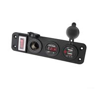Startbuymore Panel de enchufe USB para coche, enchufe de cargador USB dual marino, 12V Dual USB Socket de carga con voltímetro digital para monitoreo de estado de la batería del vehículo Diseño