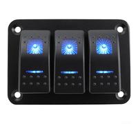 Startbuymore Panel de interruptor basculante LED azul integrado para sistemas de 12 V 24 V utilizados en plataformas marinas RV y todoterreno con diseño de conexión segura (tres)
