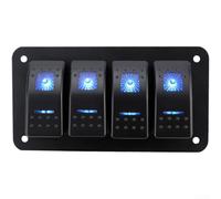 Startbuymore Panel de interruptor basculante LED azul integrado para sistemas de 12 V 24 V utilizados en plataformas marinas RV y todoterreno con diseño de conexión segura (cuatro)