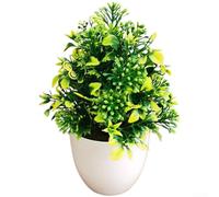 Startbuymore Planta artificial de bonsái a base de plástico con detalles de flor de loto púrpura verde amarillo rojo para decoración de bajo mantenimiento (amarillo)