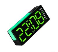 Startbuymore Reloj de escritorio LED con pantalla transparente grande, alarmas duales, luz ambiental, temperatura, lectura, fecha e información del día (B)