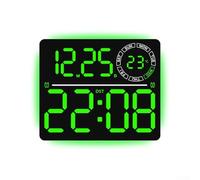 Startbuymore Reloj de pared electrónico digital para sala de estar con monitoreo de temperatura y seguimiento de número de semana Ajuste de brillo Control de 10 pasos (verde)