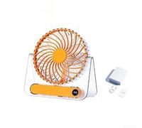 Startbuymore Ventilador de escritorio USB plegable ultra delgado con pantalla LCD digital para uso portátil en estante de escritorio o mesa, 199 ajustes y ángulo ajustable de 180 grados (naranja)